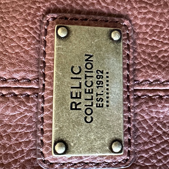 Rare Relic Vintage 1992 Brown Leather Handbag Purse - Adjustable Shoulder Strap - Picture 11 of 16